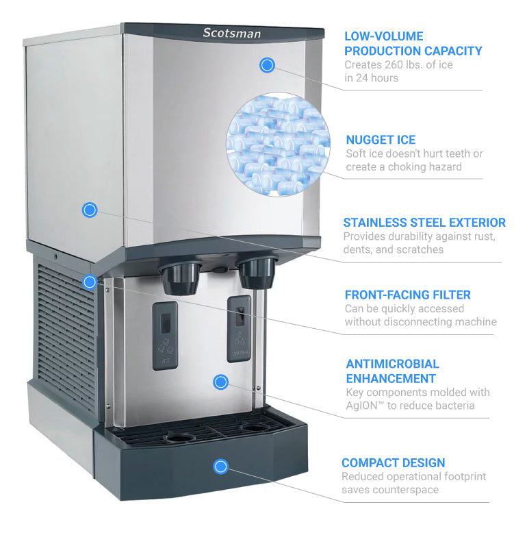 Scotsman HID312A1 260 lb Countertop Nugget Ice & Water Dispenser Al